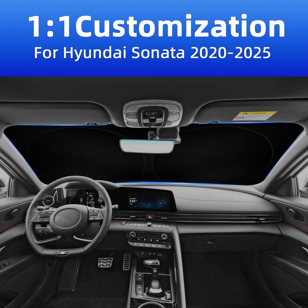 Windshield Sun Shade Compatible With Hyundai Sonata -2025, Front Window Shades Fit For Sonata, Foldable Car Sun Shield With Steering Wheel Sunshade