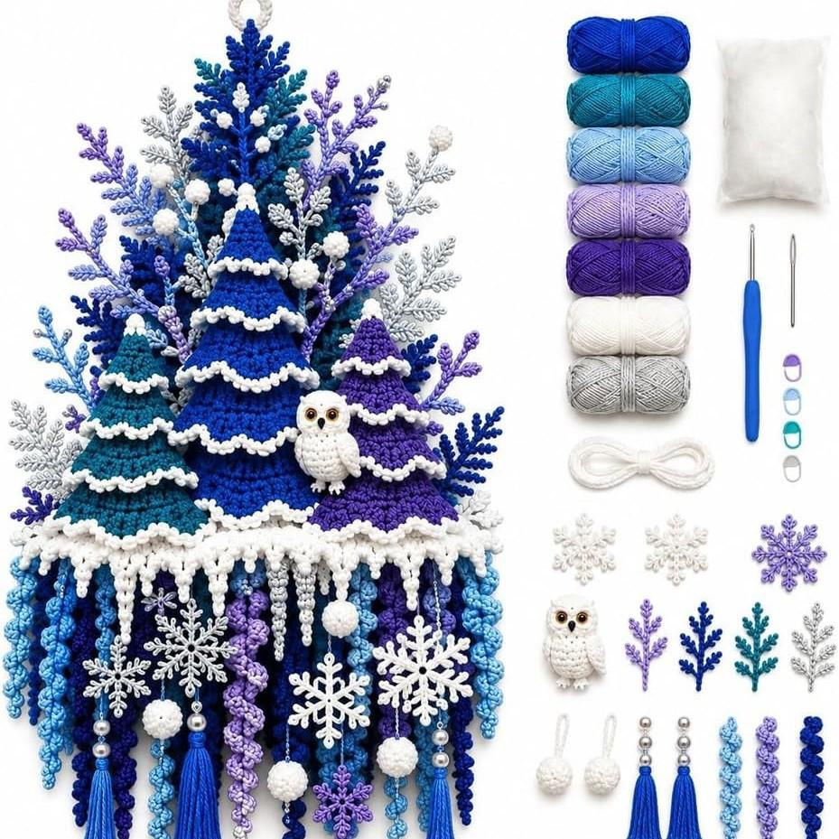 Collezione Kit Fai da Te Stagionale per Appendiporta all'Uncinetto 3D, Appeso a Parete Fatto a Mano Decorazione Rustica per Portico di Fattoria, Set di Artigianato per Principianti, Crea Pupazzo di Neve