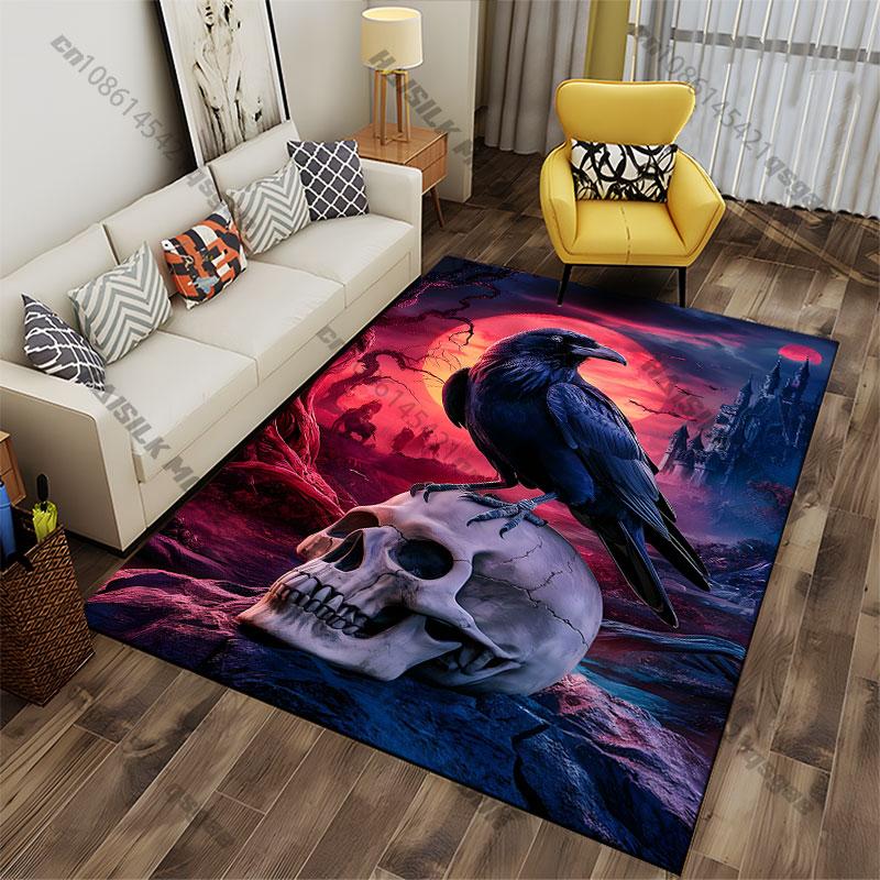 Darkness death raven eerie castle carpet Yoga living room room decor children's crawling mat doormat area rug games mat