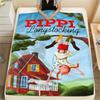 1PC Pippi Longstocking Print Flannel Blanket, High Quality All Seasons, Home Decor, Warmth and Comfort, Perfect for Christmas Gifts