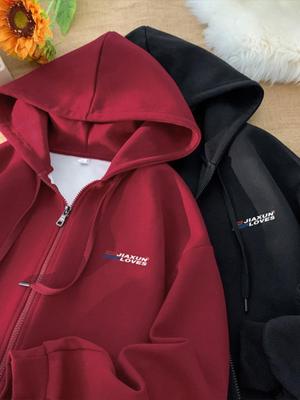 Sudadera con capucha unisex estilo americano de peso pesado con cremallera, cárdigan básico versátil para primavera y otoño, novedad de invierno 2024.