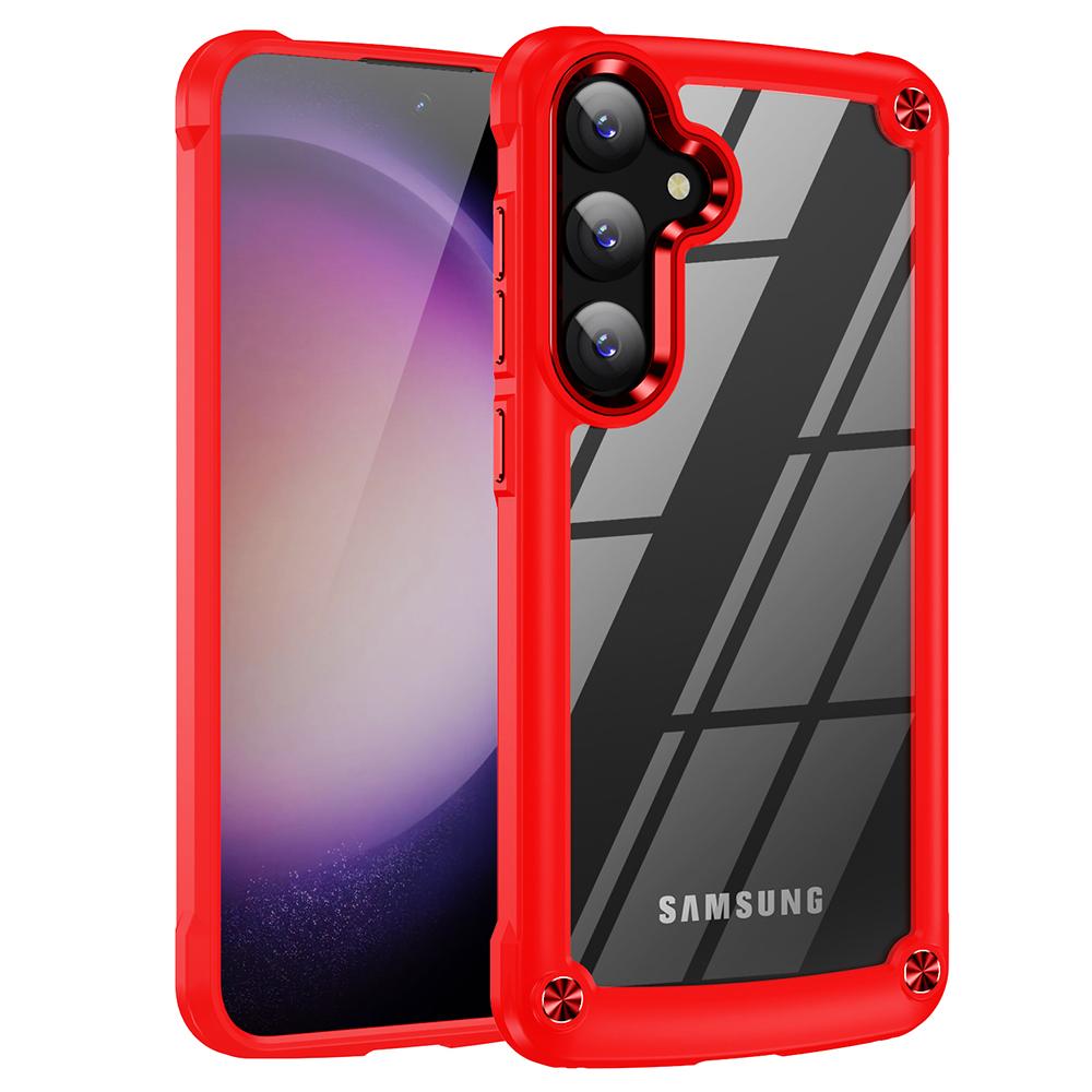 

For Samsung Galaxy S25+ Case Anti-Drop Alloy Lens Frame PC+TPU Phone Cover Red