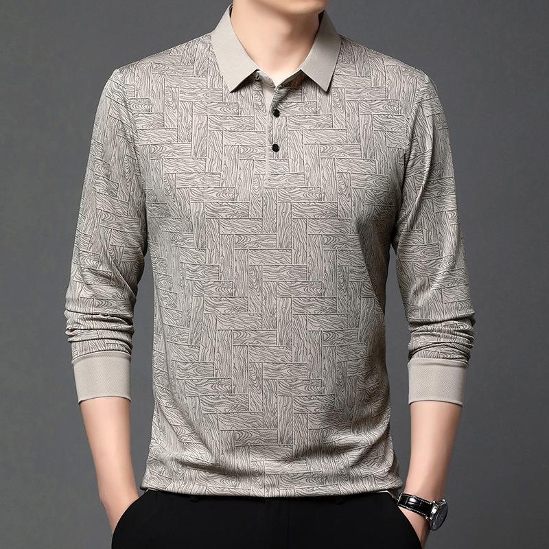 Men's Lapel Polo Shirt Men's Long-sleeved Business Men's Casual Spring and Autumn Clothes