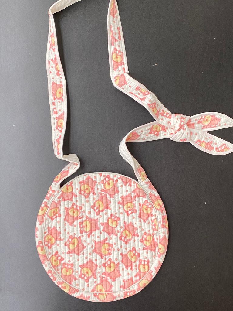 Runde Schultertasche - Blockdruck