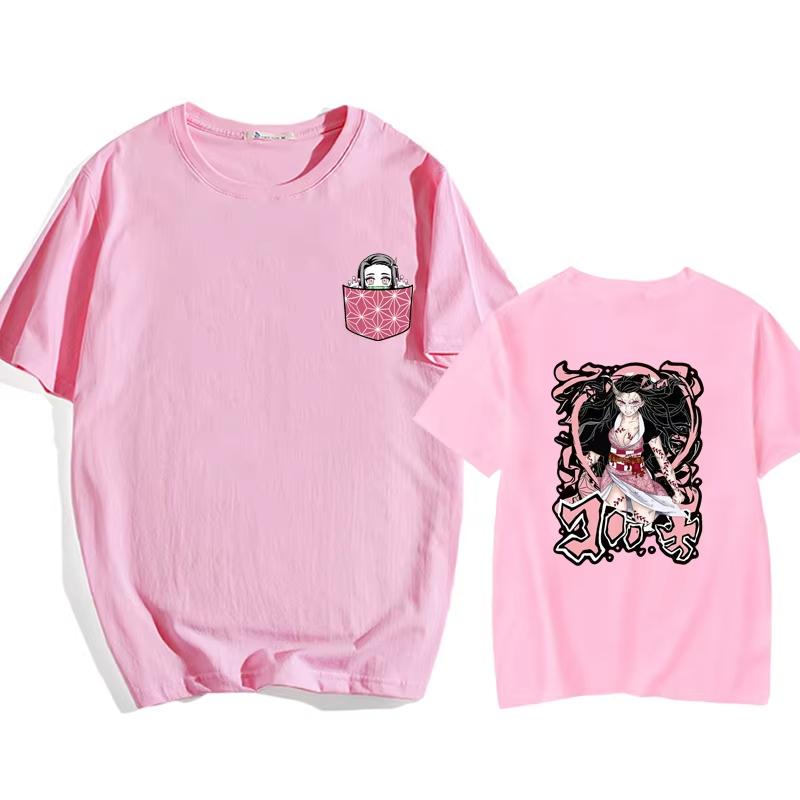 

Unisex Pure Cotton Tshirt Demon Slayer Kochou Shinobu 2026 Summer Harajuku Anime Print Plus Size Loose Family Short Sleeved Top 4XL