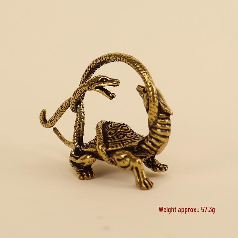 Brass Four Great Divine Beasts Home Decor: Azure Dragon, White Tiger, Vermilion Bird, Black Tortoise