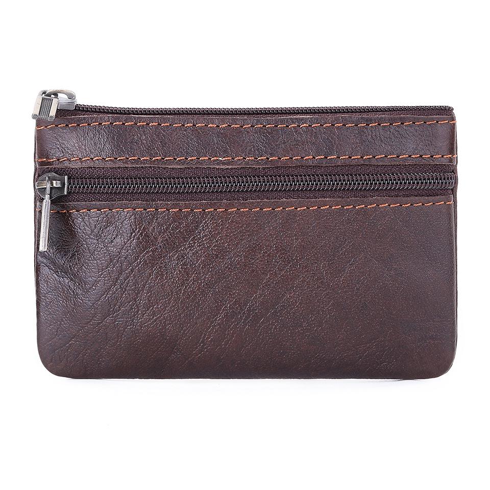 Women's Leather Coin Purse & Card Holder - Crazy Horse Leather Zippered Key Bag, Wear-Resistant Backpack Coin Storage