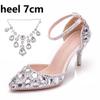 Large Size Tassel Rhinestone Wedding Shoes 9 Thin Heel Pointed Sandals Luxury Rhinestone Wedding Shoes