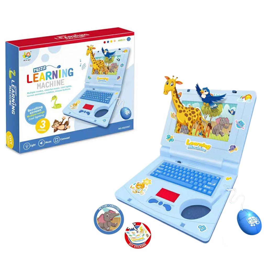Kids Learning Computer With Music Cute Cartoon Design Attracts Kids. Home Preschool Learning Activities