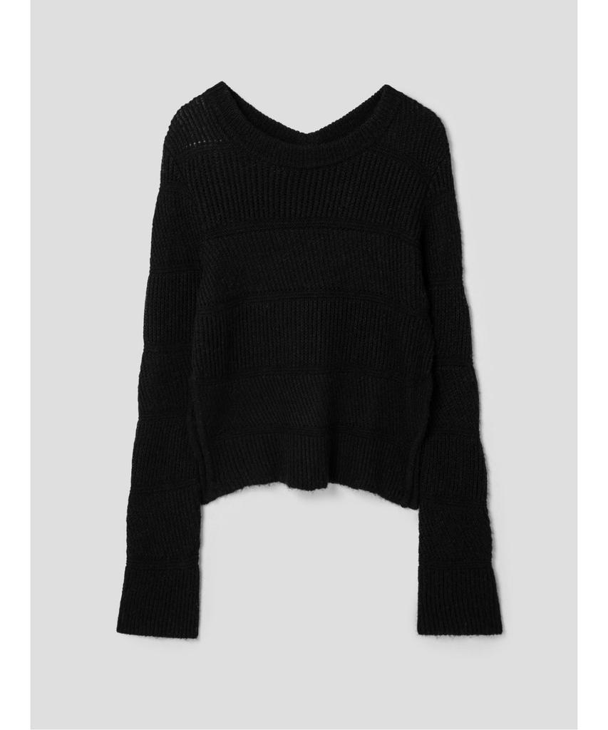Anggae Alpaca Blend Round Pullover Black