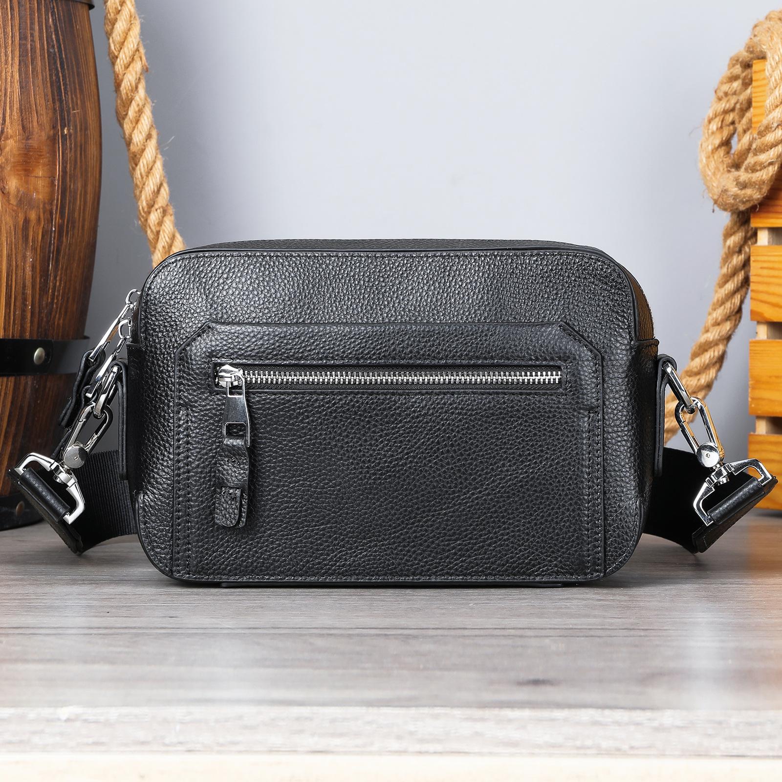 

Модная мужская сумка через плечо, Повседневная маленькая квадратная сумка из натуральной кожи для поездок на работу, Сумка-кроссбоди из коровьей кожи One Size чёрный