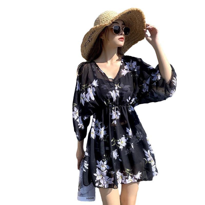 2024 Women's Three-Piece Slimming Swimsuit: Conservative & Plus Size, Sun-Protective for Hot Springs, Fits Up To 200 Pounds