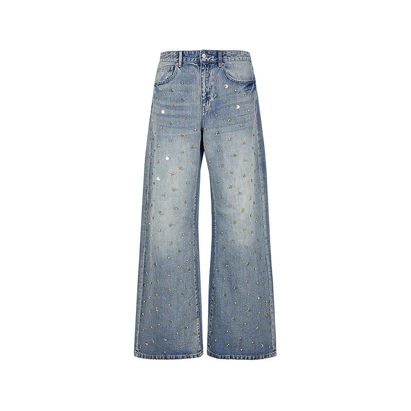 JNBY Women's 2025 Spring Cotton Wide-Leg Jeans