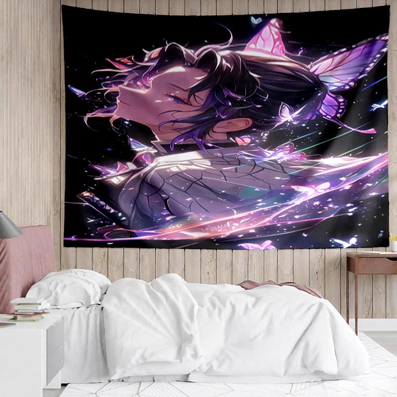 Demon Slayer Shinobu Kocho Tapestry for Bedroom Aesthetic Classroom Tapestries Wall Hanging for Living Room Dorm Office,Ideal Creative Gift