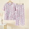 In the Elderly Women's Pure Cotton Pajamas Set Summer Grandma Cotton Loungewear Mother Short Sleeve Cardigan Old Lady
