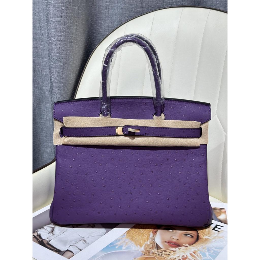 Ostrich Pattern First Layer Cowhide 30CM Platinum Bag High Quality (J15-30BK)