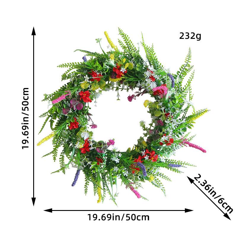 Vildblomsgirlang, Väggdekoration, Vår Simulerad Blomranka Cirkel, Växt Evig Blomma, Dörrhängning, Festivaldekoration