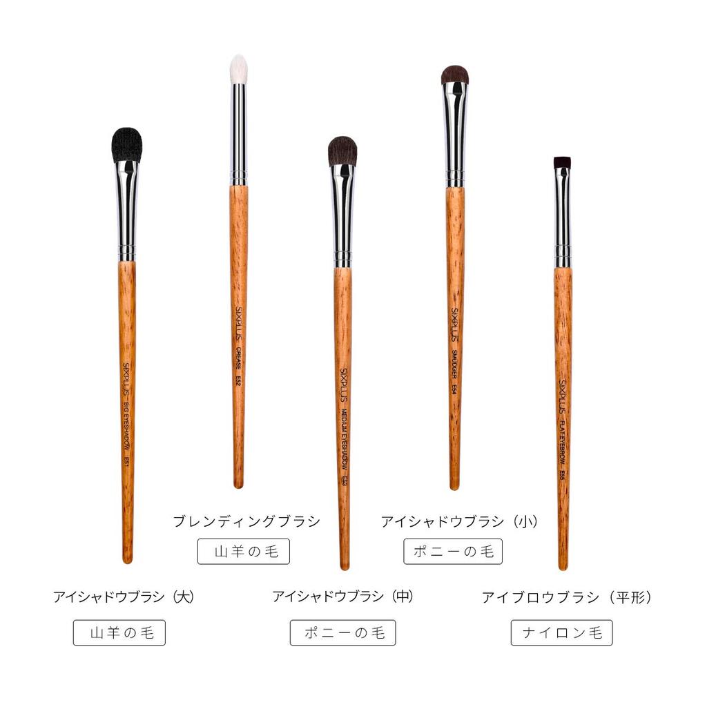 SIXPLUS Oval Nylon and Premium Animal Hair Eye Makeup Brush Set of Includes Makeup Gift Brushes, 5, Pouch,