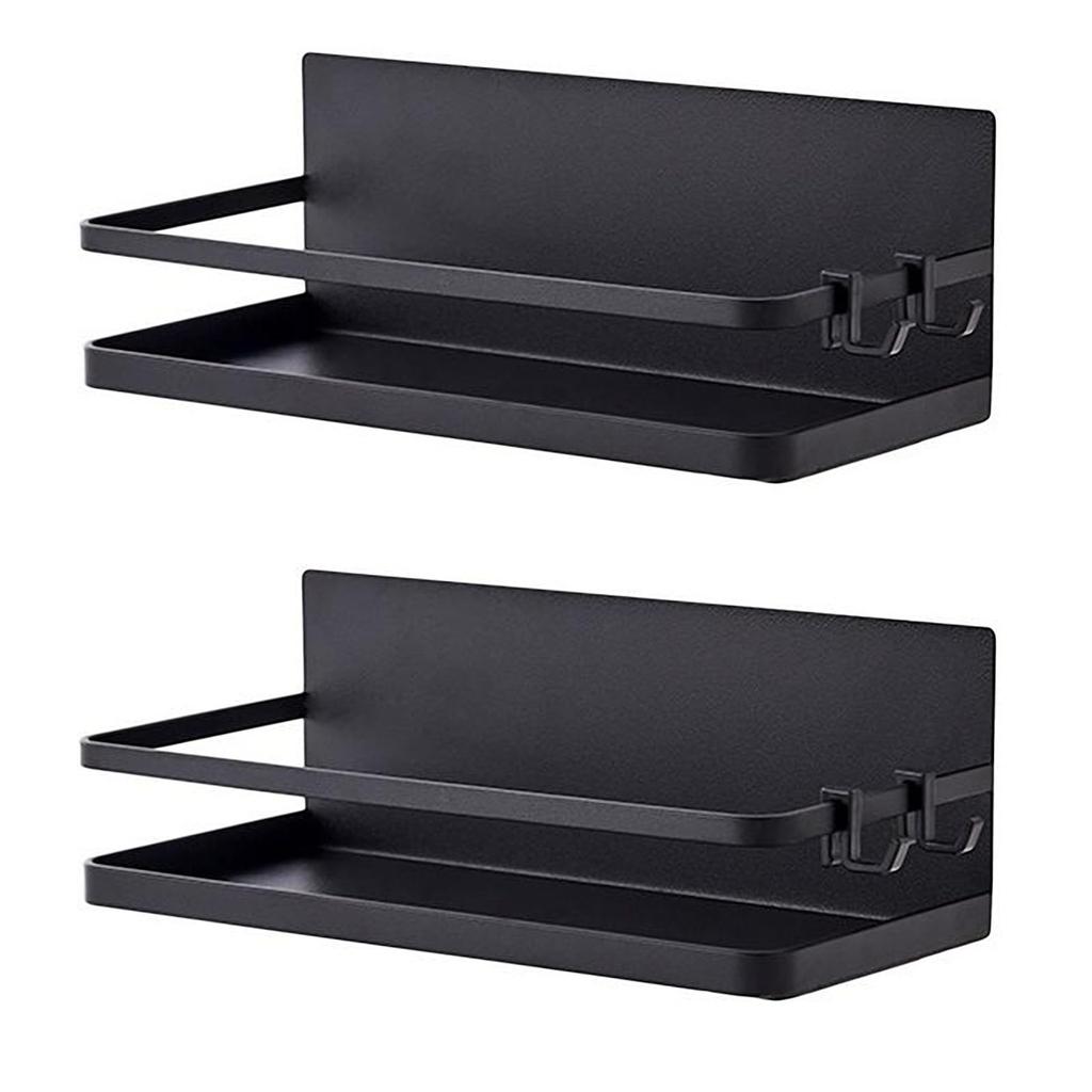 Eachjoy Magnetic Spice Rack, Laundry Storage, Refrigerator Side Rack x 2 Set (Black)