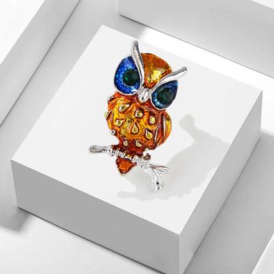 Neu Personalisierte glasierte elf heiligen vogel eule brosche mantel schal brust blume kragen