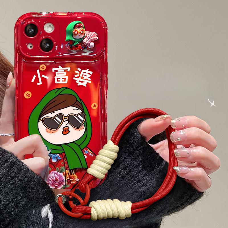 East Rich Woman Doll Lanyard Suitable for Apple 16 Mobile Phone Case 15 Funny Transparent 14 Flip Mirror 13/12/11