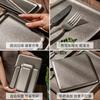 Snow Grey Rectangle 304 Stainless Steel Trays Square Kitchen Storage Plates Bread Dessert Plate Kitchen Dinner Hotel Dishes