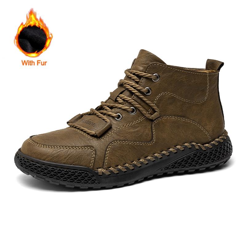 Fashion Handmade Leather Casual Men Shoes Design Sneakers Lightweight Breathable Versatile Men Outdoor Walking Shoes Plus Size 38-46