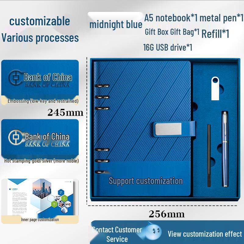 Custom A5 Ring Binder Notebook Gift Set with Logo - Holiday Souvenir Box