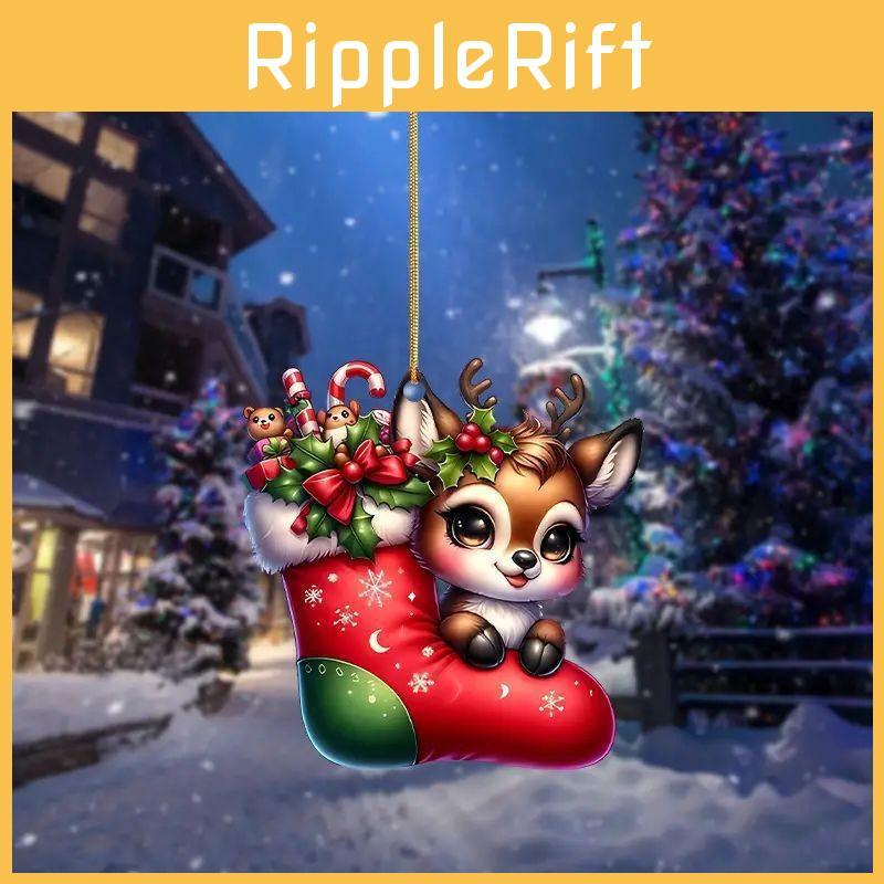 Themed Reindeer Christmas Socks Pattern Acrylic Pendant For Decoration Holiday