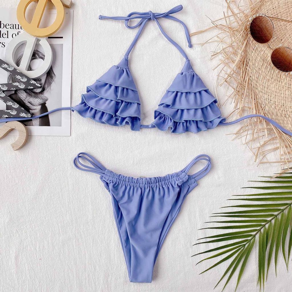 Damen Sexy Rüschen Bikini Push-Up Pad Badeanzug Set Badeanzug Strandmode