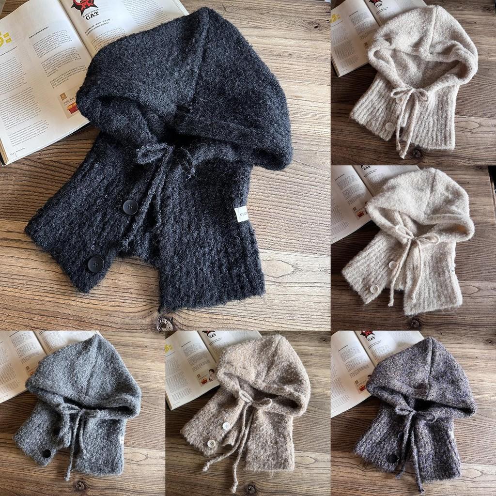 Solid Knitted Color Cap With Wide Brim And Ear Warmers For Autumn Winter Casual