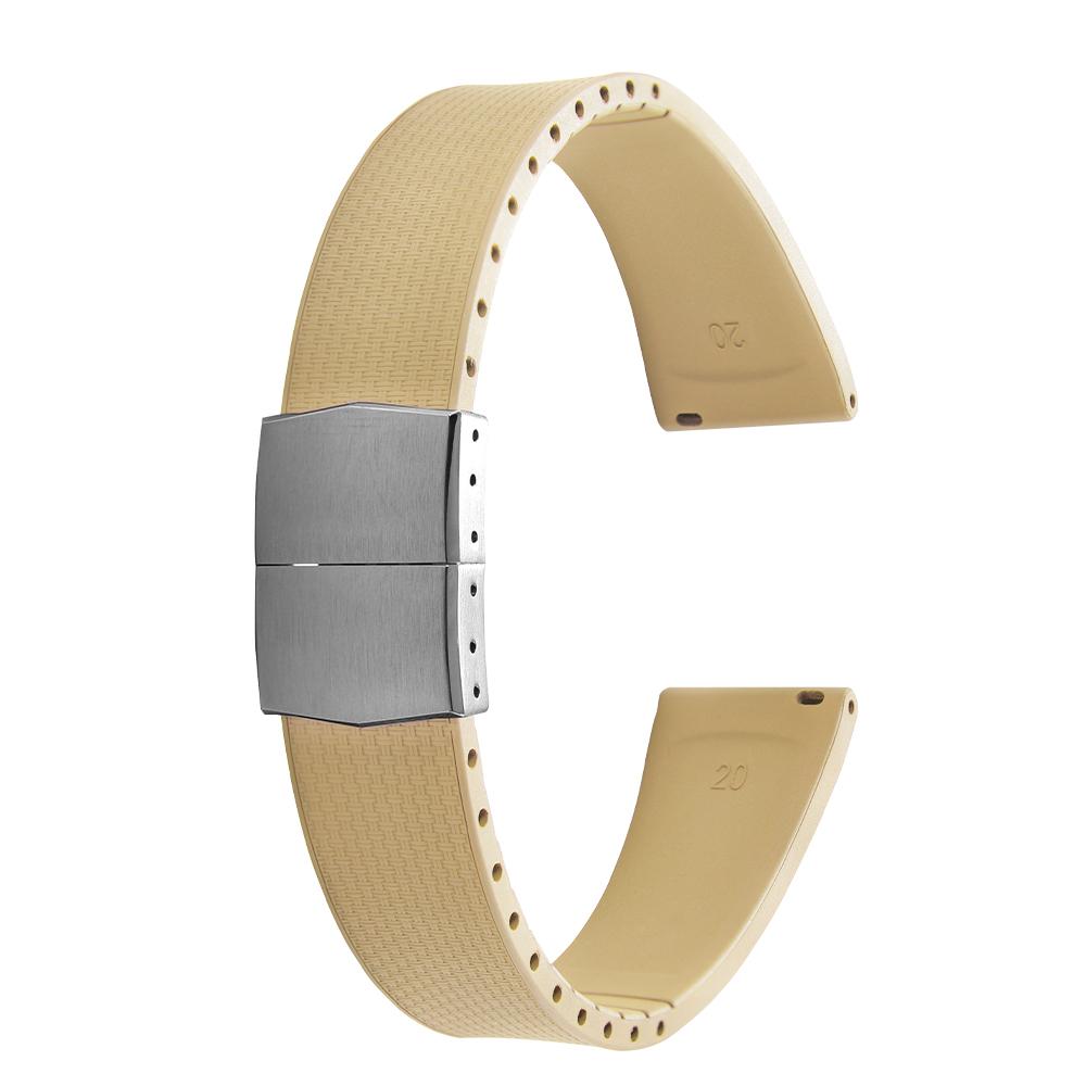 20mm Delugs CTS FKM Gummi Uhrenarmbänder mit 4 Farben Schmetterlingsschließe Einzigartige Textur Schnellverschluss Uhrenarmband für Markenuhr