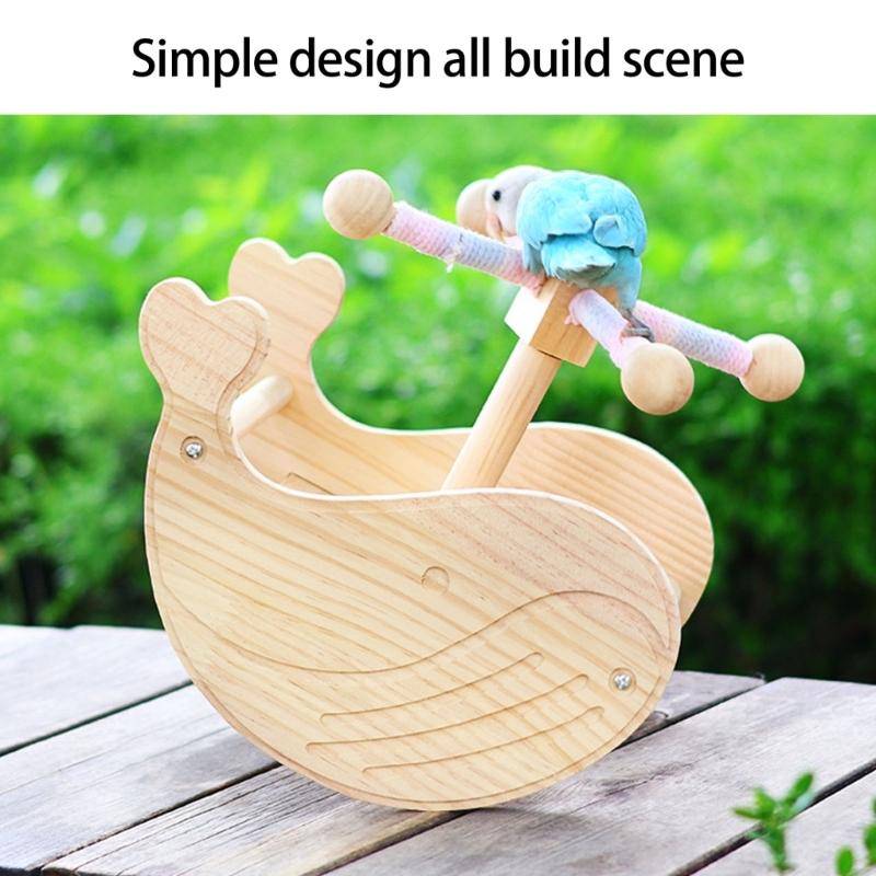 Bird Rocking Stand with Rotating Windmill Whale Rocker Perch Exercise Toy for Parrots Enrichment and Interaction Fun