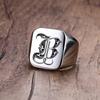 Vnox Retro-Initialen-Siegelring für Männer, 18 mm, sperrig, schwerer Stempel, männliches Band, Edelstahl, Buchstaben, individueller Schmuck, Geschenk für Ihn