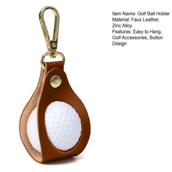 Faux Leather Golf Ball Holder Portable Waist Hanging Golf Ball Carrier Bag Case