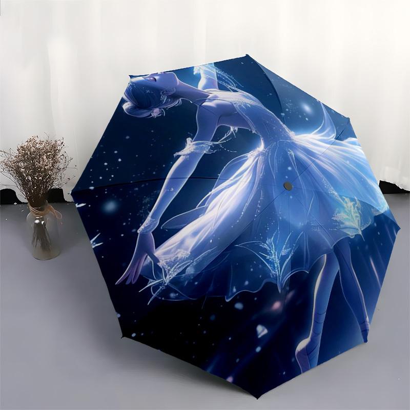 1pc Ice Princess in Winter Wonderland Umbrella with Plastic Handle,Suitable for All Seasons Home Travel Outdoor UmbrellaDD068