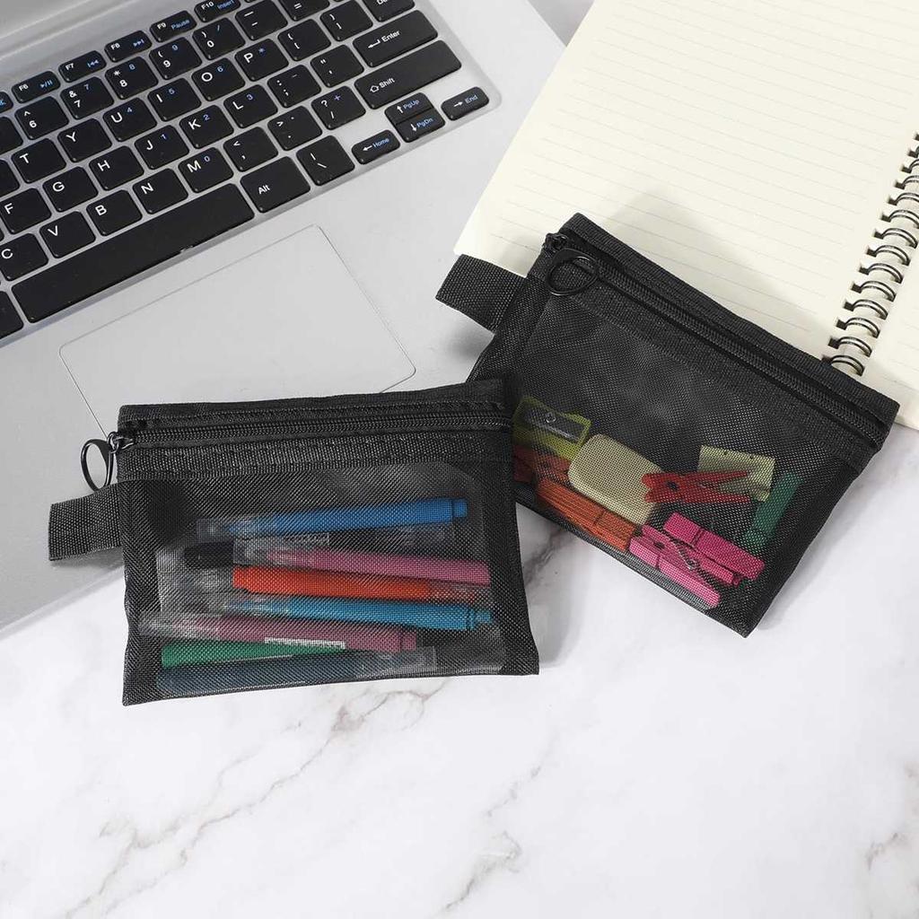 Nylon Schwarz Netz Waschbeutel Tragbare Aufbewahrungstasche Lippenstift Make-up Organizer Einfache Reise-Make-up-Tasche