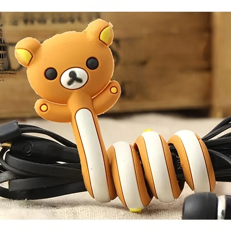 6pcs Mixed Set of Cute Animal-Shaped Cable Organizers - Multifunctional Data Computer And Headphone Wire Winder Black Plastic Cable Management System