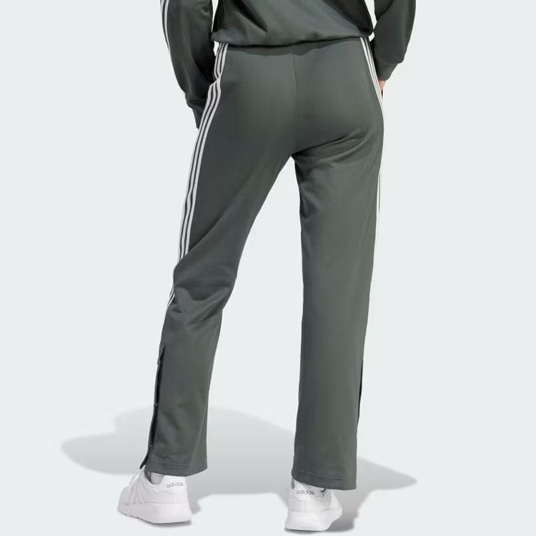 Adidas Vintage Mid-Rise Striped Straight Leg Knit Sports Pants Women Pants Green IS0871