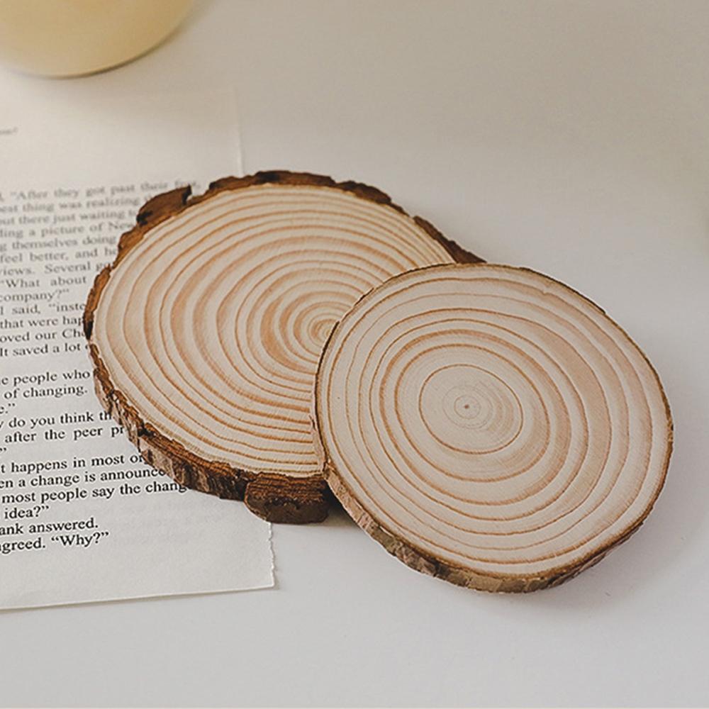 

Creative Wooden Candlestick Plate Coaster with Annual Rings Succulent Plant Pot Tray Table Desktop Wedding Holiday Decor