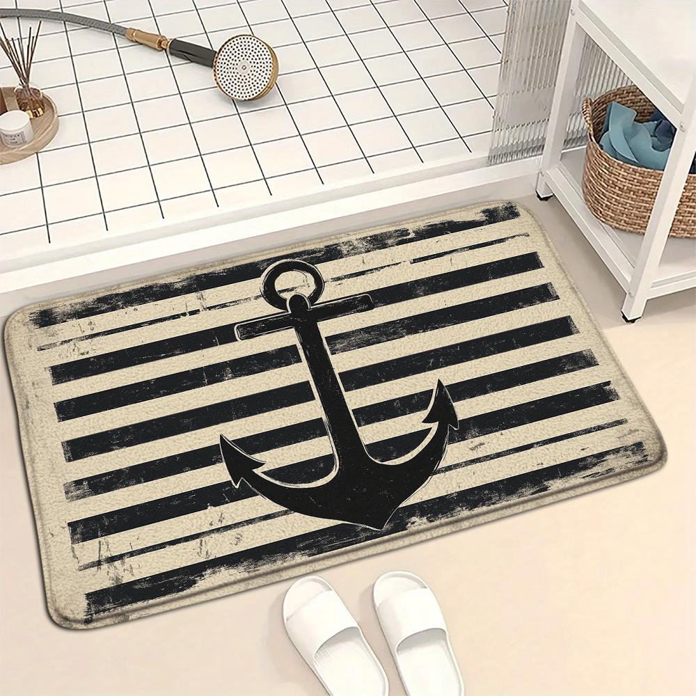 Navigations-Anker-Muster Fußmatte Geeignet für Eingangsbereich Wohnzimmer Schlafzimmer Küche Heimdekoration Teppich Eingangstür-Matte