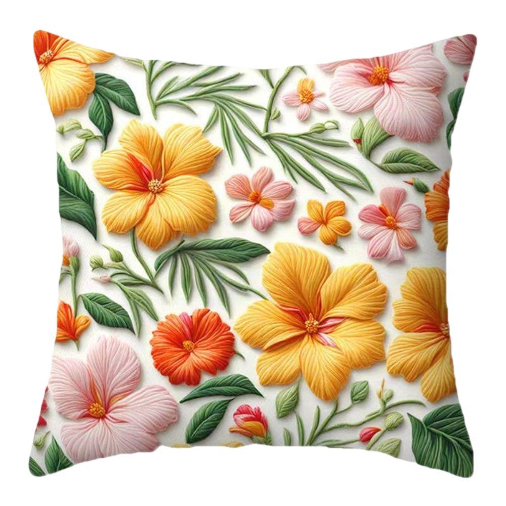 2D Floral Flowers Patters Pillowcase Rose Pattern 45X45Cm Sofa Cushion Cover Butterfly Sunflower Pillow Cloth Cover Sofa Decor