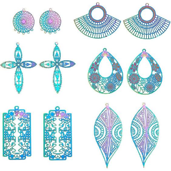 Airssory 12 Pcs 3-Colors Stainless Steel Flash Lightning Bolt Charms Celestial Weather Collection Thunder Mini Dangle Pendants Assortment for Jewelry