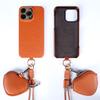 Crossbody Lanyard Genuine Leather Case For iPhone 16 Pro Max 15Pro 11 13 12 14Pro Cover Cases With Strap Leather Bag For Airpods