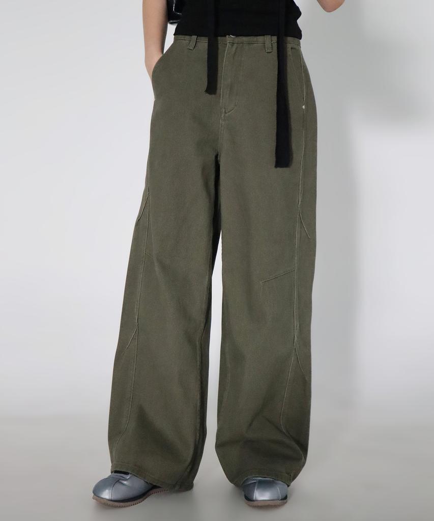 CHICKS Cotton Cut-Out Balloon Pants Khaki