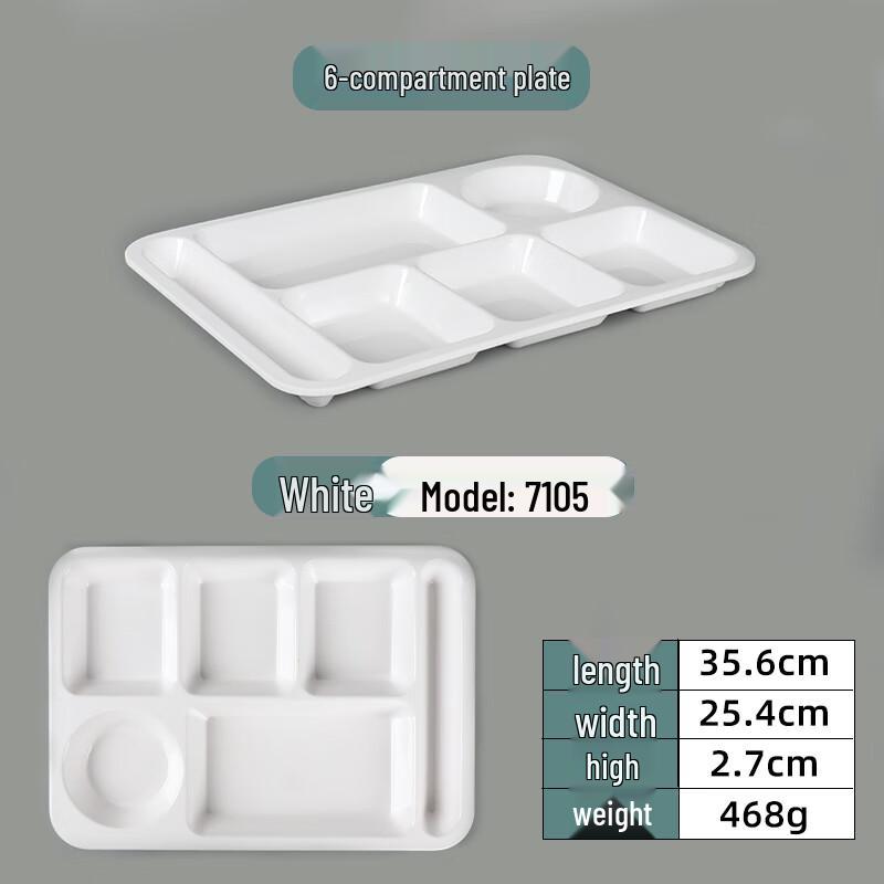 A5 Melamine 6-Compartment Divided Food Tray