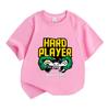 Kids Boys Girls 100% Cotton Crew Neck Short Sleeve T-Shirt, Hard Player Born To Game Print Casual Tees, Soft Breathable Lightweight Tops for Daily Gam