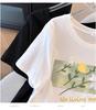 Damen Plus Size Locker Mittellanges Kurzarm-T-Shirt (Schlankmachend, Rundhals) - Erhältlich in Größen 200/300/350 Jin, Stil 6109