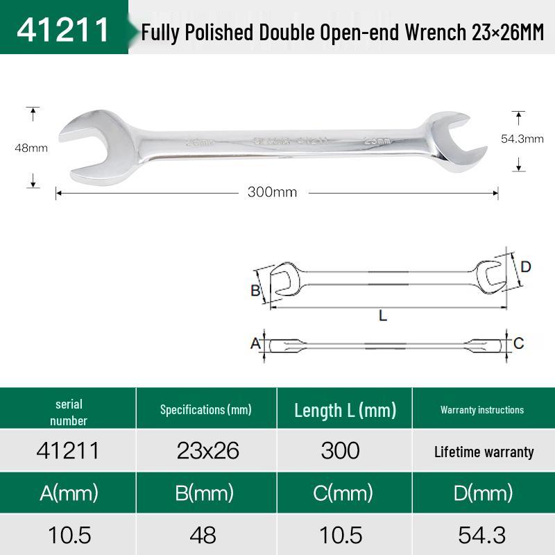 SATA Double-Headed Open-End Spanner Set: 8/10/12/14/17/19/22mm Fixed Forked Wrench
