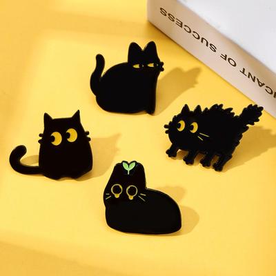 Neue kleine schwarze Katze Brosche kreative süße lustige Cartoon Anstecknadel schwarze Katze Abzeichen Kleidung Rucksack Dekoration